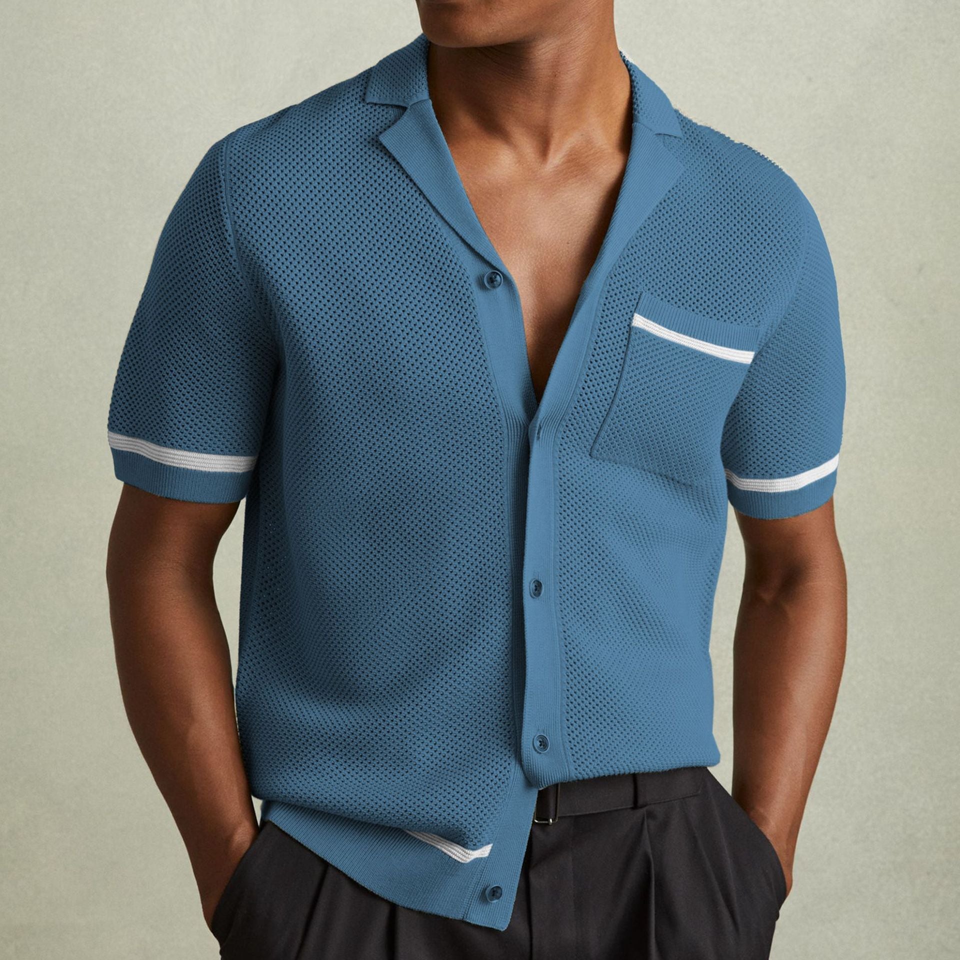 Camisa Polo con Cuello Cubano Amalfi