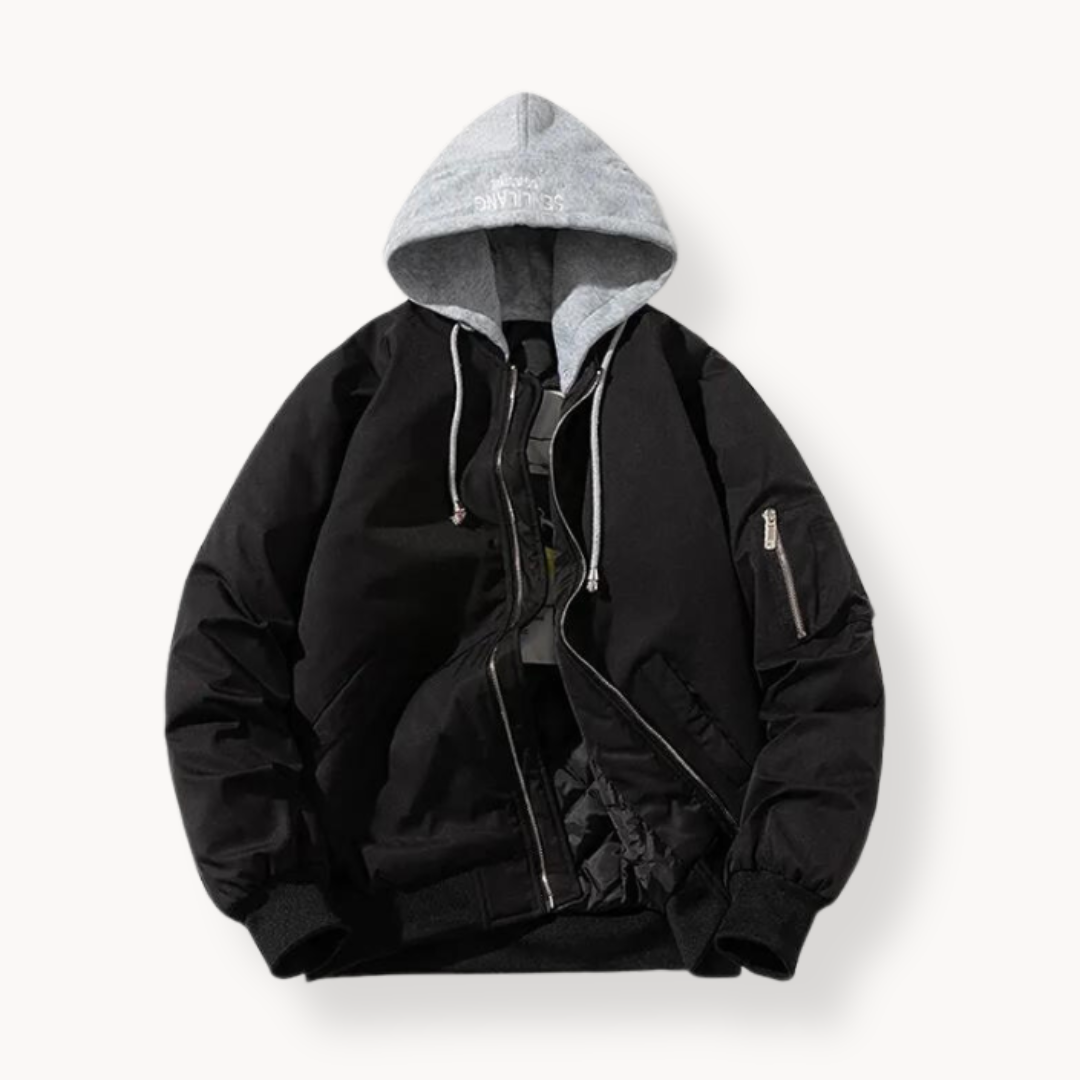 Chaqueta bomber con capucha para hombre