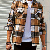 Camisa de cárdigan holgada de cuadros para hombre