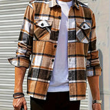 Camisa de cárdigan holgada de cuadros para hombre