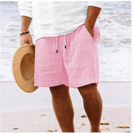 Pantalones cortos de verano para hombre con cordón y rayas