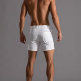 Pantalones cortos de lino para hombre con bolsillos para verano