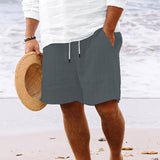 Pantalones cortos de verano para hombre con cordón y rayas
