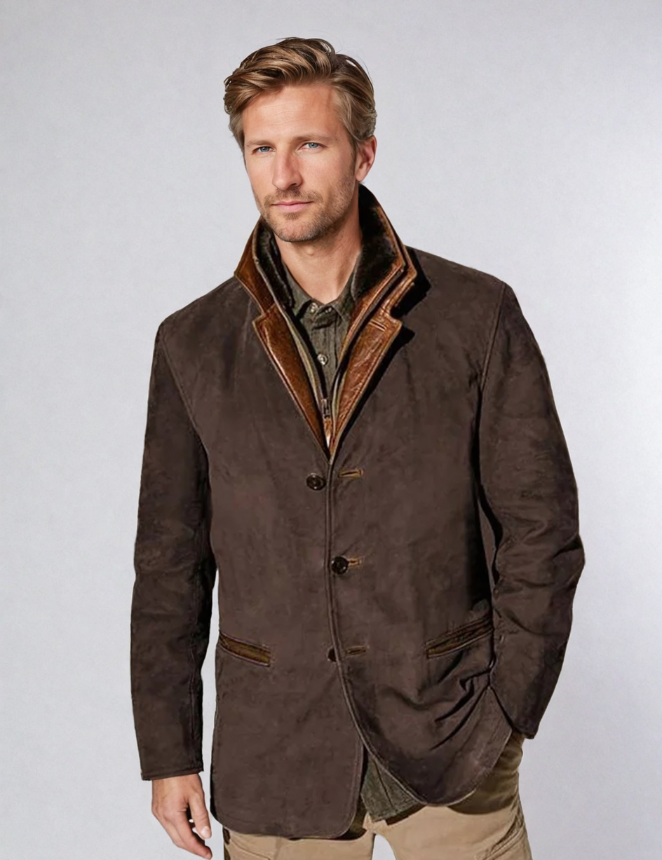 Chaqueta de cuero de ante vintage para hombre