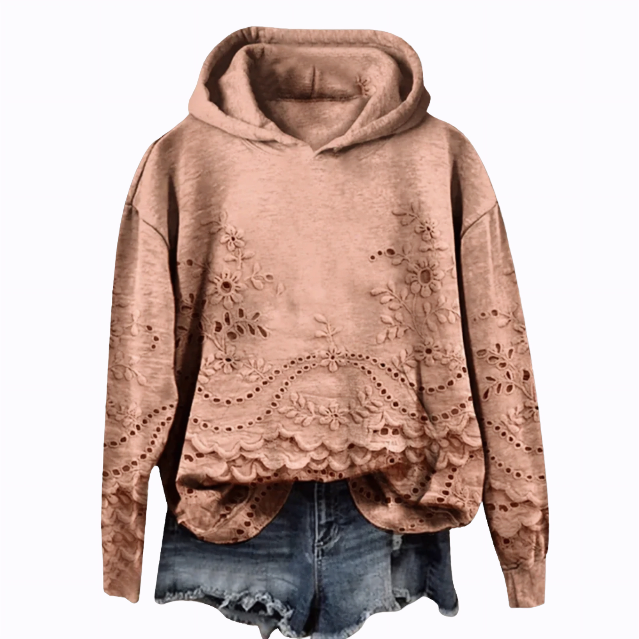 VIVARA | Blusa com capuz bordada com flores