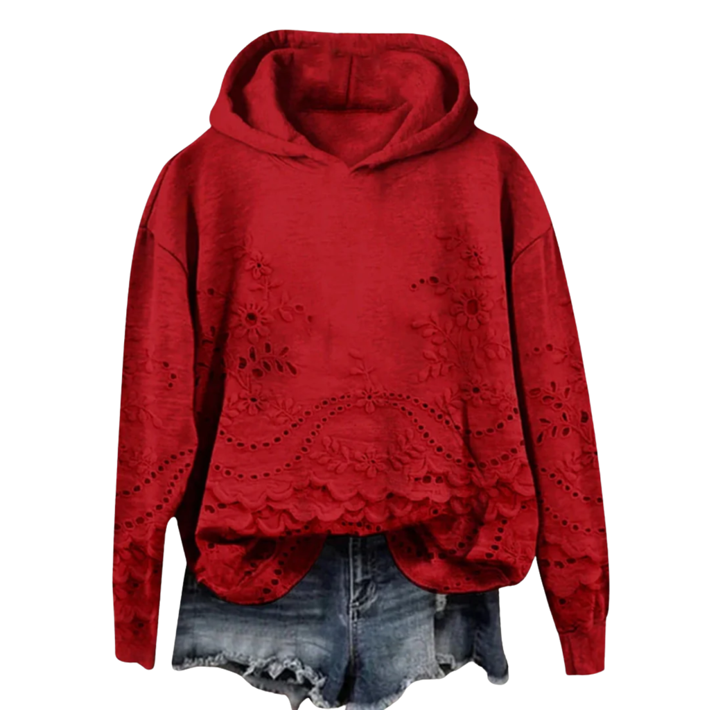 VIVARA | Blusa com capuz bordada com flores