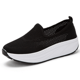 Cómodos zapatos de plataforma de malla fáciles de poner