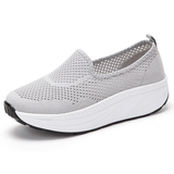 Cómodos zapatos de plataforma de malla fáciles de poner