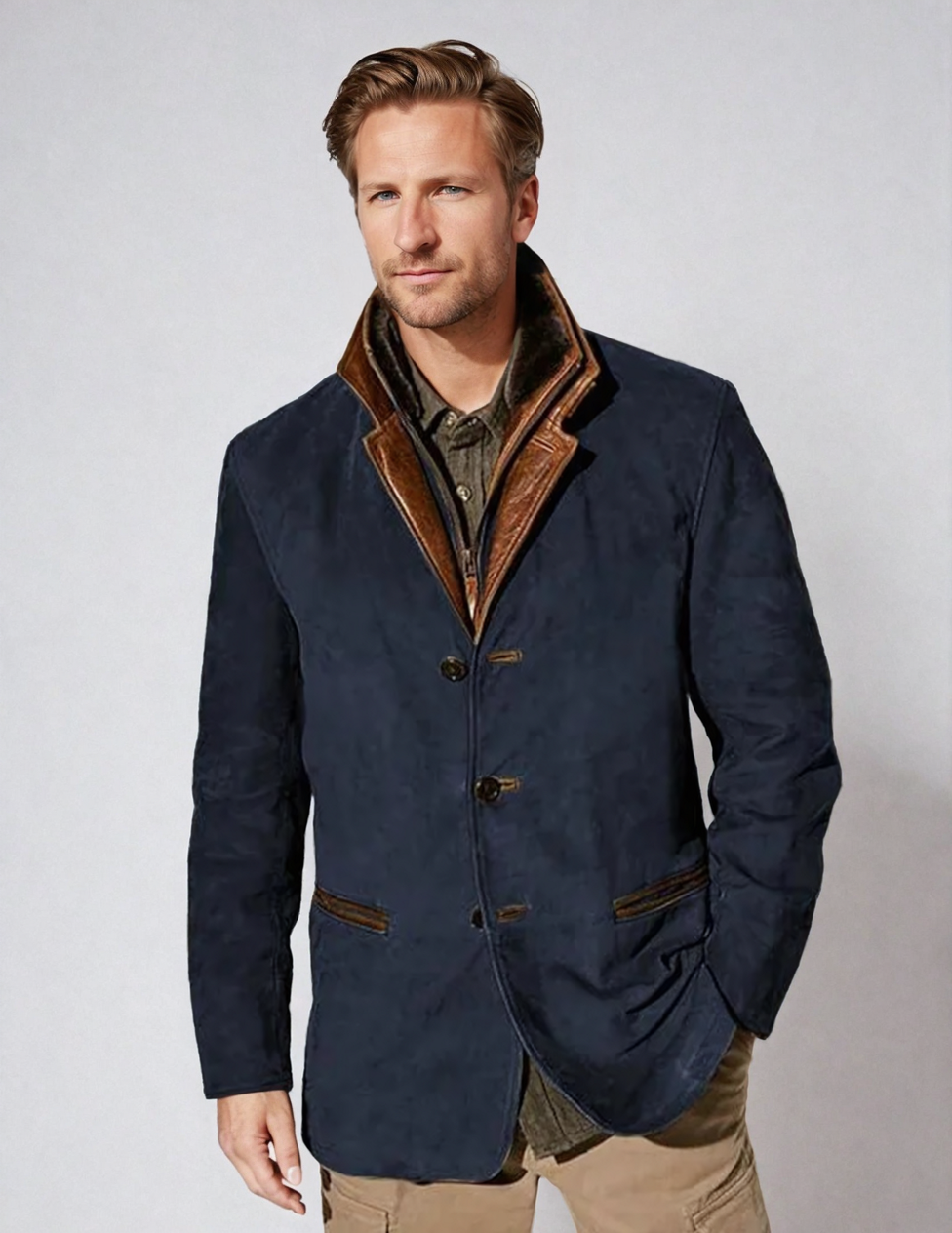 Chaqueta de cuero de ante vintage para hombre