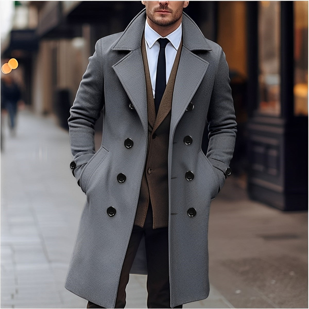 Abrigo largo de lana para hombre