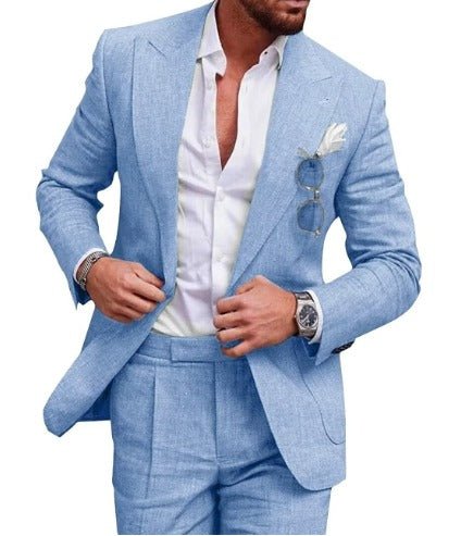Traje de lino para hombre corte slim conjunto de 2 piezas – Blazer ligero y pantalones para verano - Catalina Marbella
