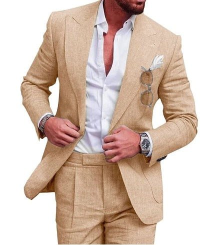 Traje de lino para hombre corte slim conjunto de 2 piezas – Blazer ligero y pantalones para verano - Catalina Marbella