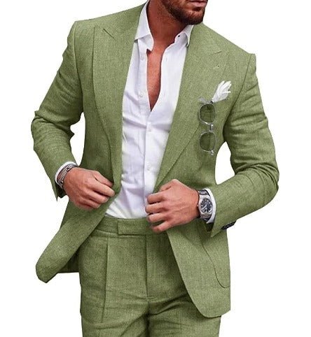 Traje de lino para hombre corte slim conjunto de 2 piezas – Blazer ligero y pantalones para verano - Catalina Marbella