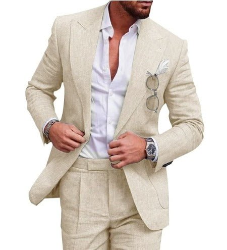 Traje de lino para hombre corte slim conjunto de 2 piezas – Blazer ligero y pantalones para verano - Catalina Marbella